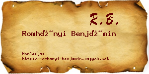 Romhányi Benjámin névjegykártya