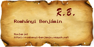 Romhányi Benjámin névjegykártya